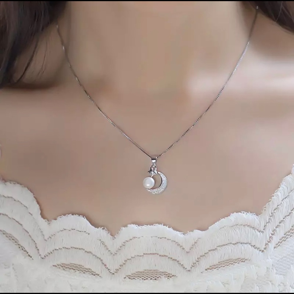 925 Sterling Silver Star and Moon Necklace